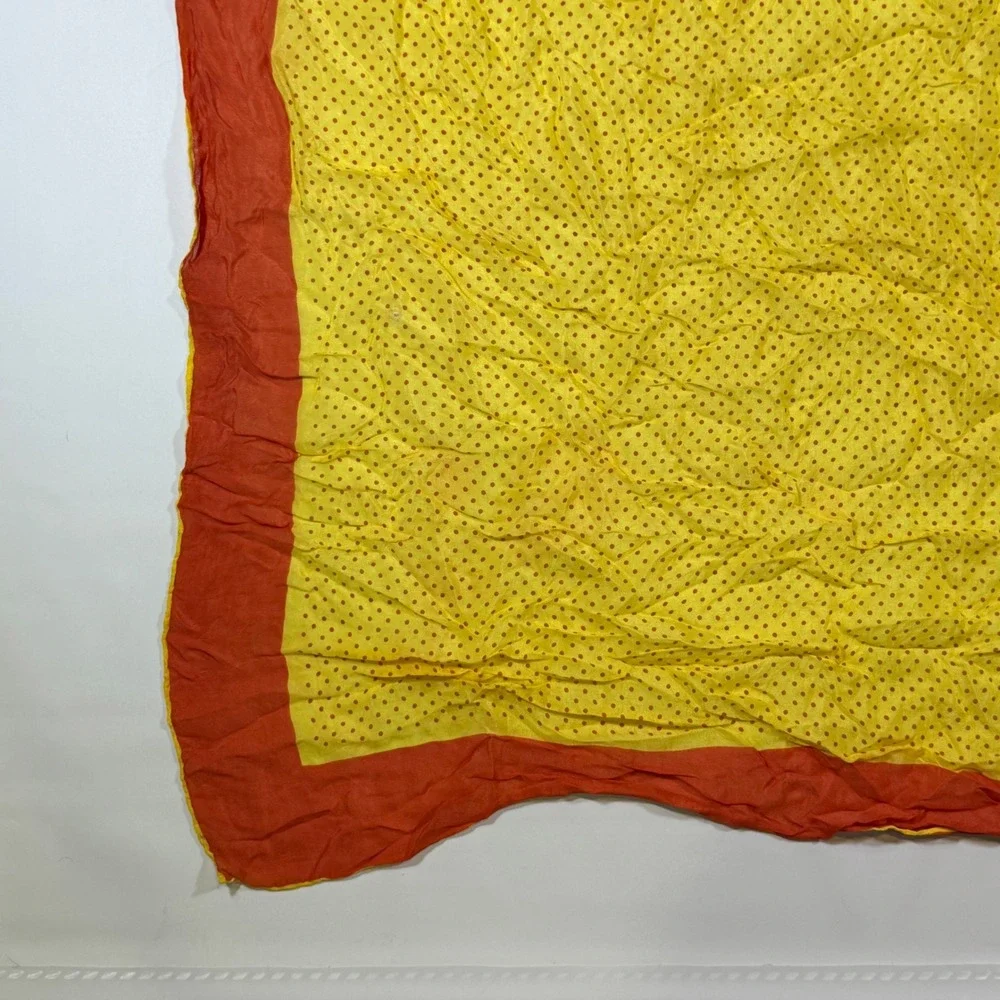 VTG Polka‎ Dot Scarf Womens Yellow & Red Retro Rockabilly Pinup Mod Neckerchief